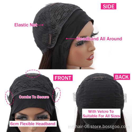 Headband Wigs For Black Women Brazilian Straight Human Hair Wigs Glueless Remy Scarf Full Machine Headband Wig Human Hair